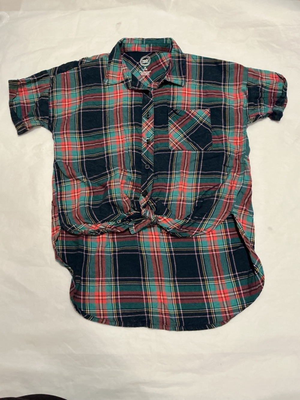 Wonder Nation Girl’s M 7/8 button up tie front top